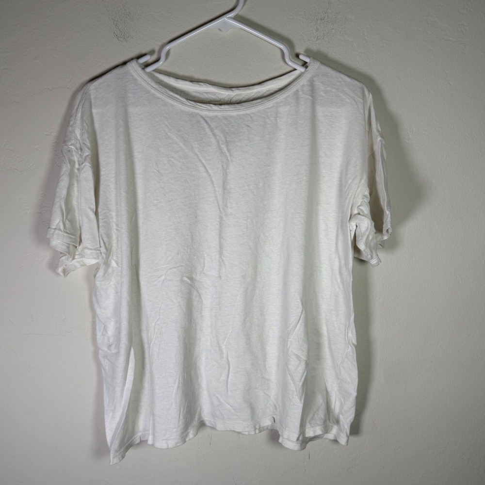 People of Leisure White Recycled Cotton Boxy Short Sleeve Tee Size M